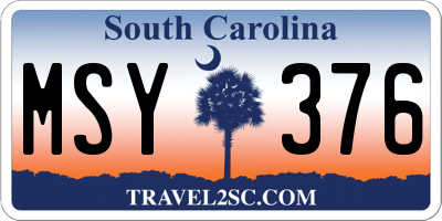 SC license plate MSY376