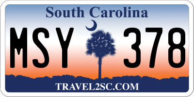 SC license plate MSY378