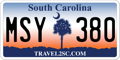 SC license plate MSY380
