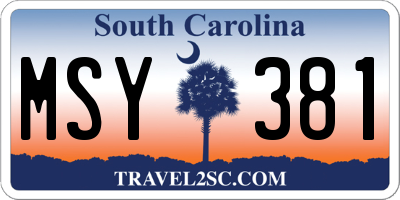 SC license plate MSY381