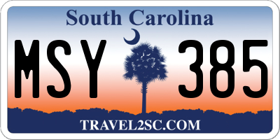 SC license plate MSY385