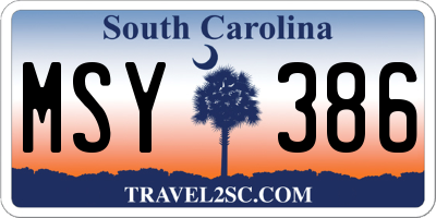 SC license plate MSY386