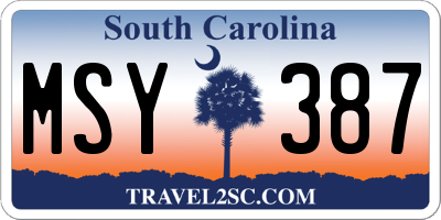 SC license plate MSY387