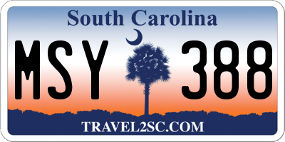 SC license plate MSY388