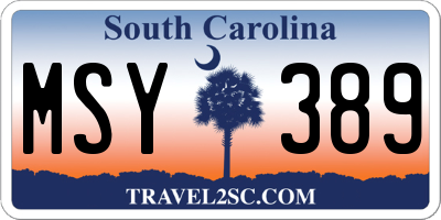 SC license plate MSY389