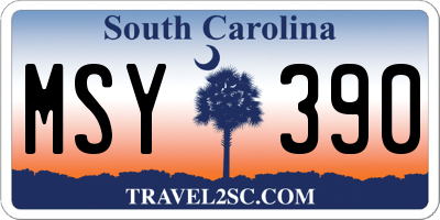 SC license plate MSY390
