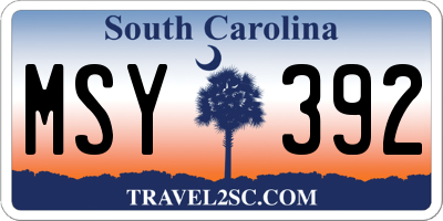 SC license plate MSY392