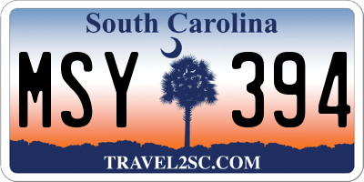 SC license plate MSY394