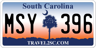 SC license plate MSY396