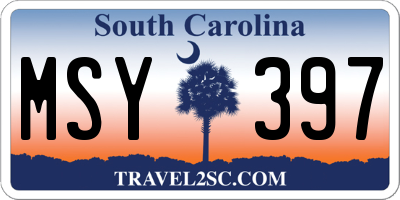 SC license plate MSY397