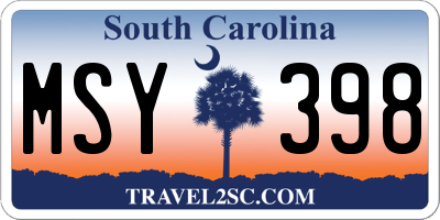 SC license plate MSY398