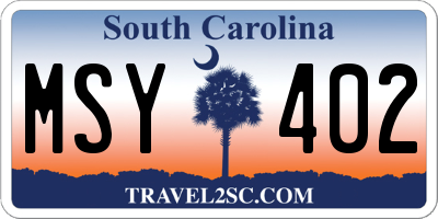 SC license plate MSY402