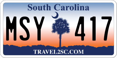 SC license plate MSY417