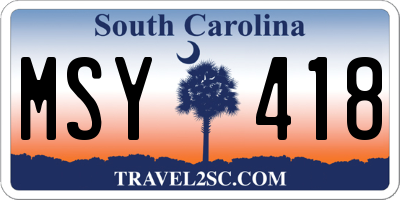 SC license plate MSY418