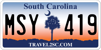 SC license plate MSY419