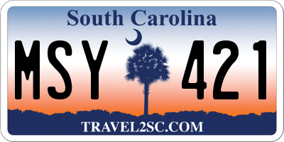 SC license plate MSY421