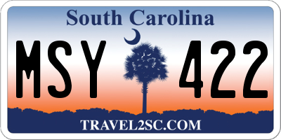 SC license plate MSY422