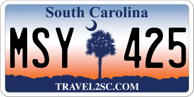 SC license plate MSY425