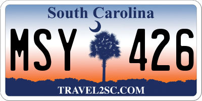 SC license plate MSY426