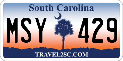 SC license plate MSY429