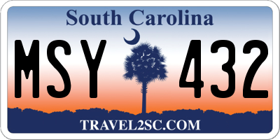 SC license plate MSY432