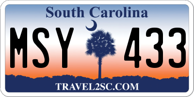 SC license plate MSY433