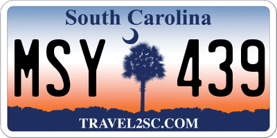 SC license plate MSY439