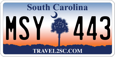 SC license plate MSY443