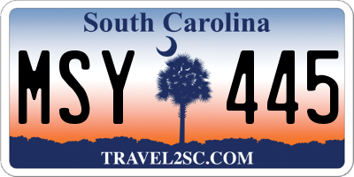 SC license plate MSY445