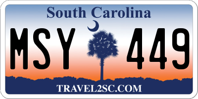 SC license plate MSY449