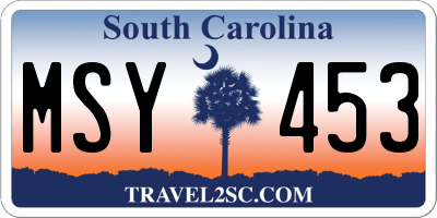 SC license plate MSY453