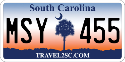 SC license plate MSY455