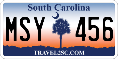 SC license plate MSY456