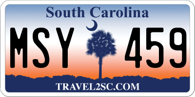 SC license plate MSY459