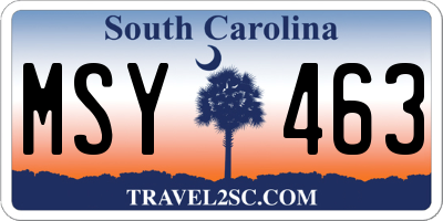 SC license plate MSY463