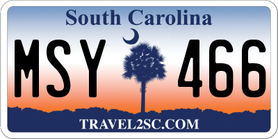 SC license plate MSY466