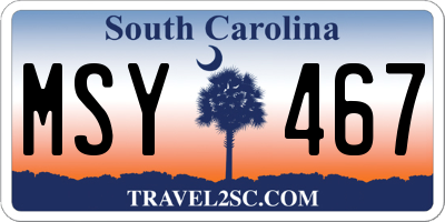 SC license plate MSY467