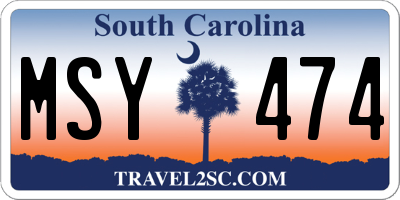 SC license plate MSY474