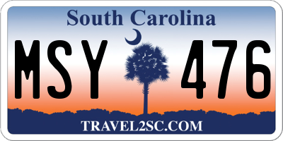 SC license plate MSY476
