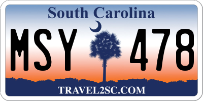 SC license plate MSY478
