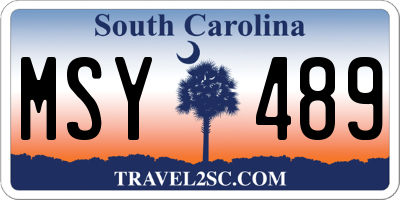 SC license plate MSY489