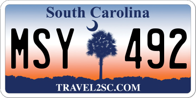 SC license plate MSY492