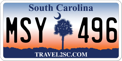 SC license plate MSY496