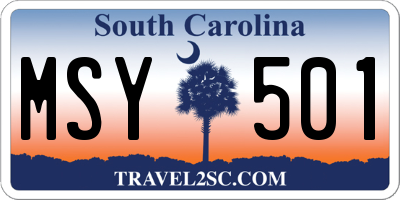 SC license plate MSY501