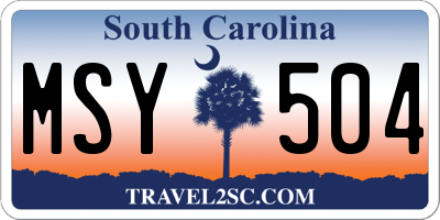 SC license plate MSY504