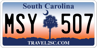 SC license plate MSY507