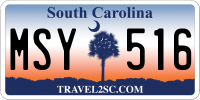 SC license plate MSY516
