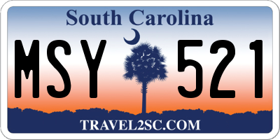 SC license plate MSY521