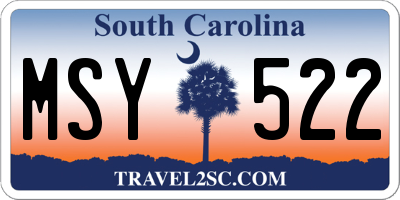 SC license plate MSY522