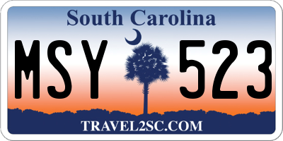 SC license plate MSY523
